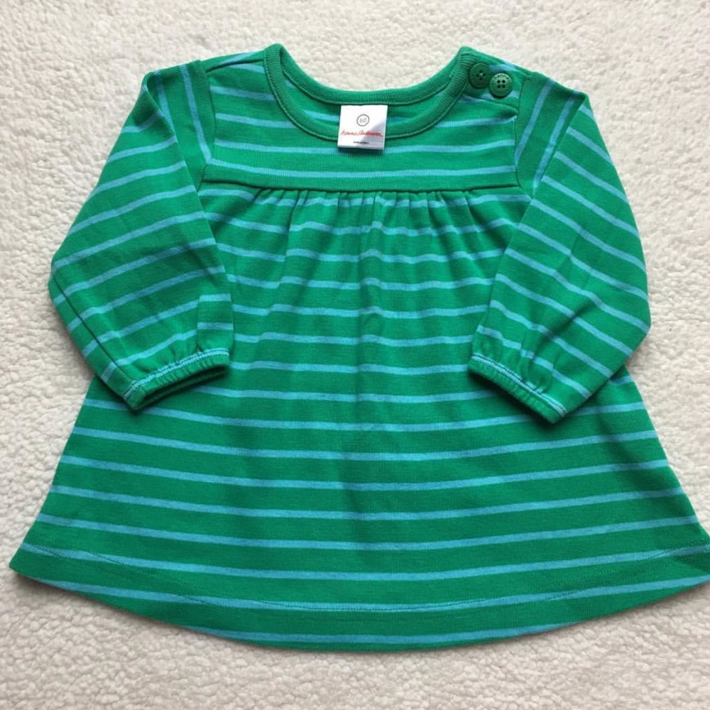 [Hanna Andersson] Green Striped Dress